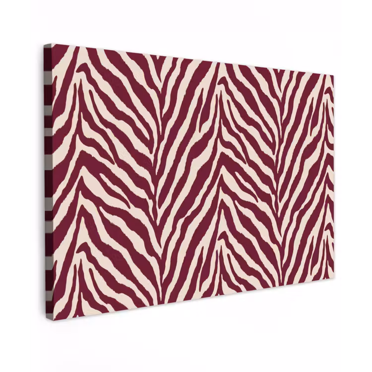 Canvas schilderij - Zebra - Motief - Bordeaux - Rood — 1