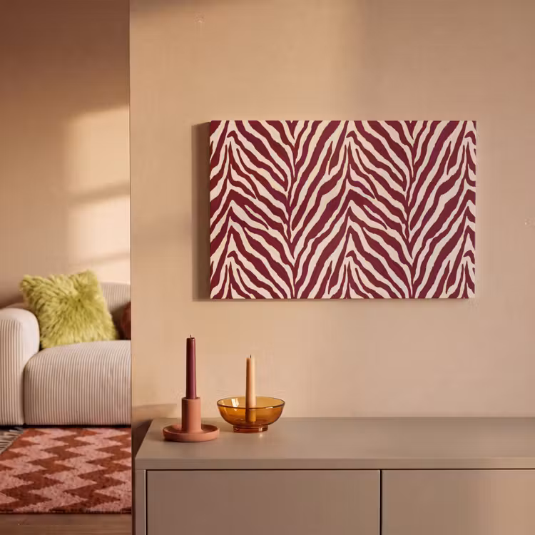 Canvas schilderij - Zebra - Motief - Bordeaux - Rood — 2