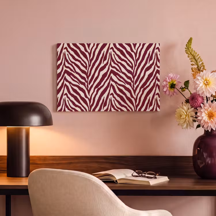 Canvas schilderij - Zebra - Motief - Bordeaux - Rood — 4