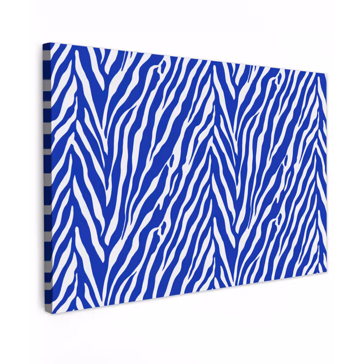 Canvas schilderij - Zebra - Patroon - Kobalt - Blauw — 1