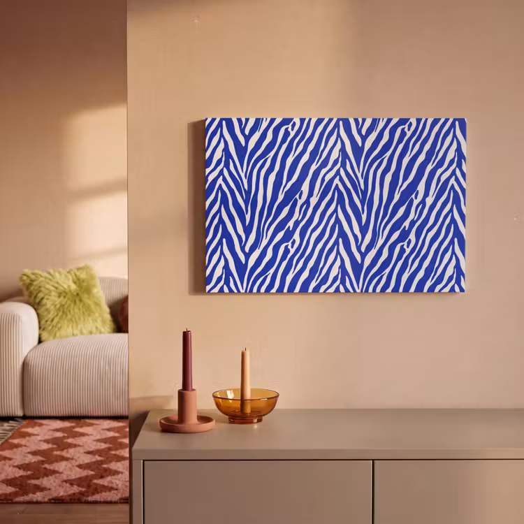 Canvas schilderij - Zebra - Patroon - Kobalt - Blauw — 2