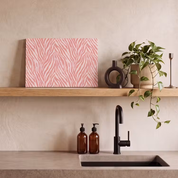 Canvas schilderij - Zebra - Print - Roze — 3