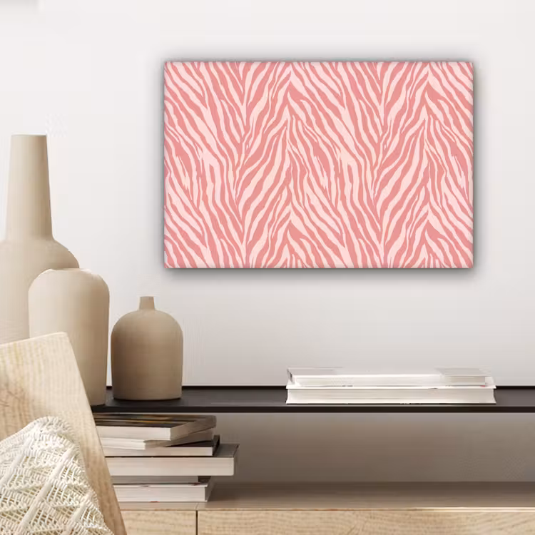 Canvas schilderij - Zebra - Print - Roze — 5