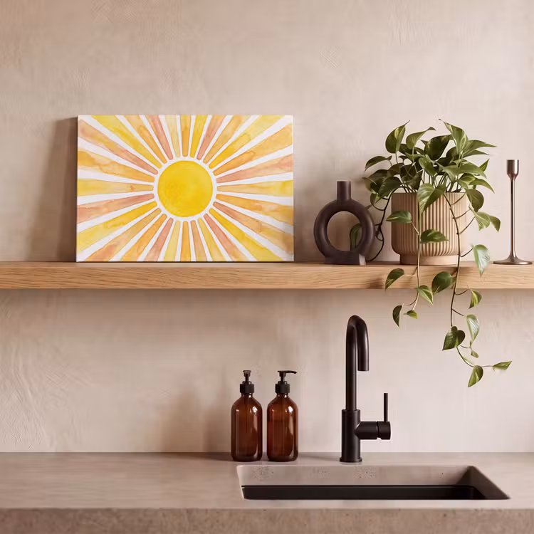 Canvas schilderij - Zon - Stralen - Aquarel - Geel - Abstract — 3