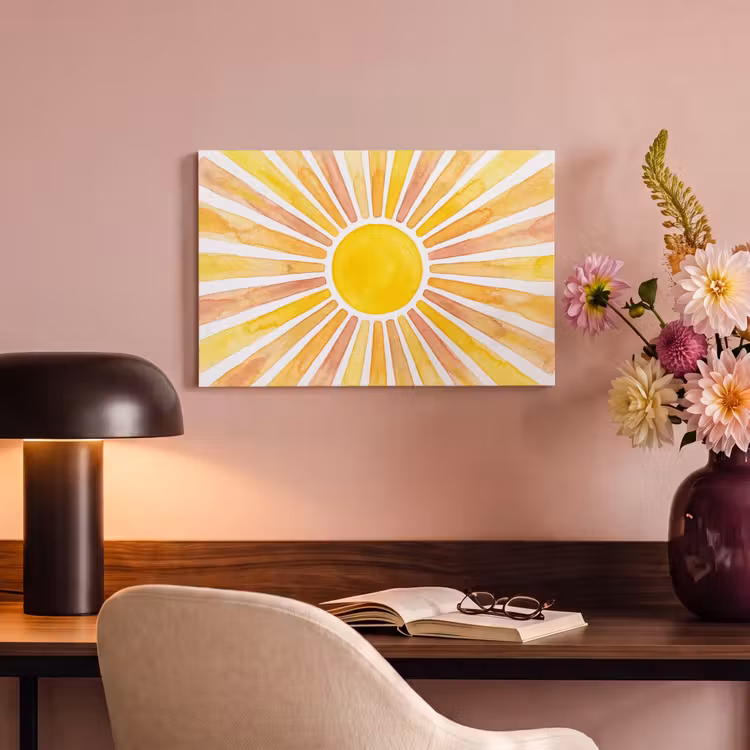 Canvas schilderij - Zon - Stralen - Aquarel - Geel - Abstract — 4