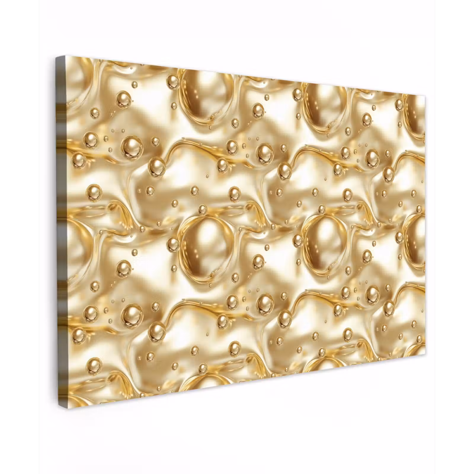 Canvas schilderij - Vloeibaar - Druppels - Goud — 1