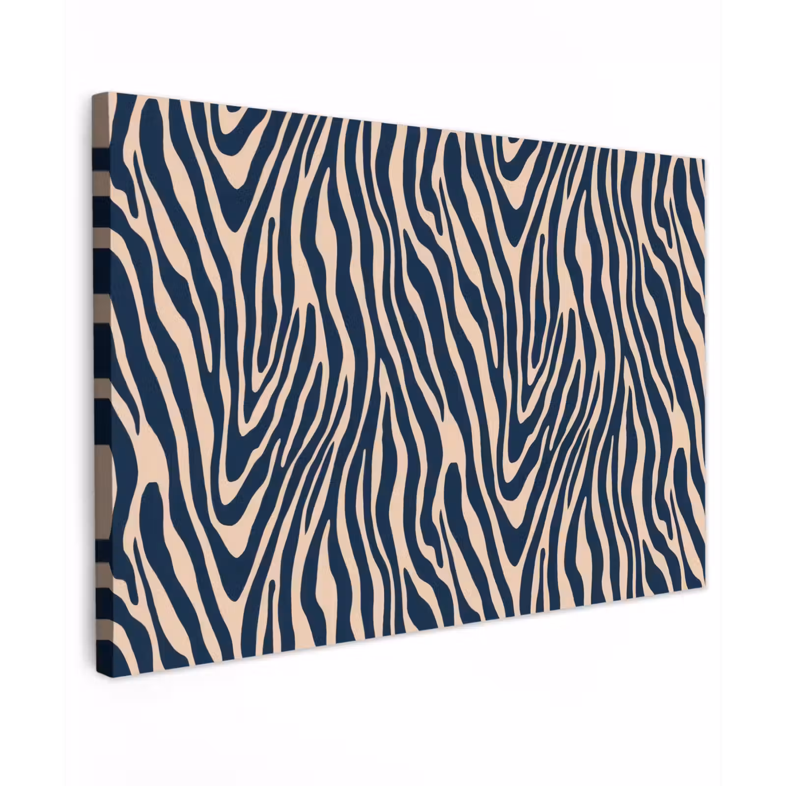 Canvas schilderij - Zebra - Patroon - Blauw - Beige — 1