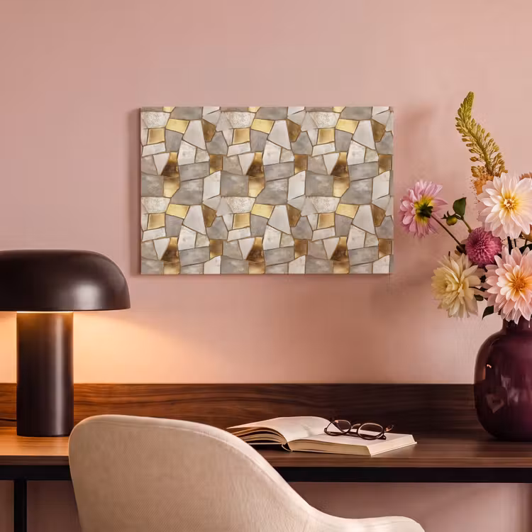 Canvas schilderij - Mozaïek - Marmer - Goud — 4