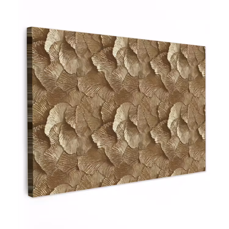 Canvas schilderij - Organisch - Patroon - Bladeren - Goud — 1