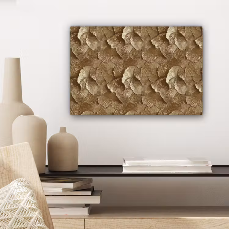 Canvas schilderij - Organisch - Patroon - Bladeren - Goud — 5