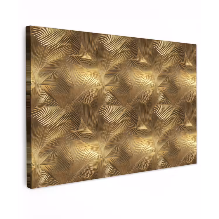Canvas schilderij - Palm - Waaier - Goud — 1