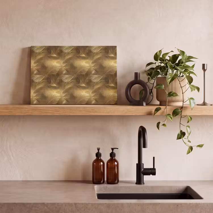 Canvas schilderij - Palm - Waaier - Goud — 3