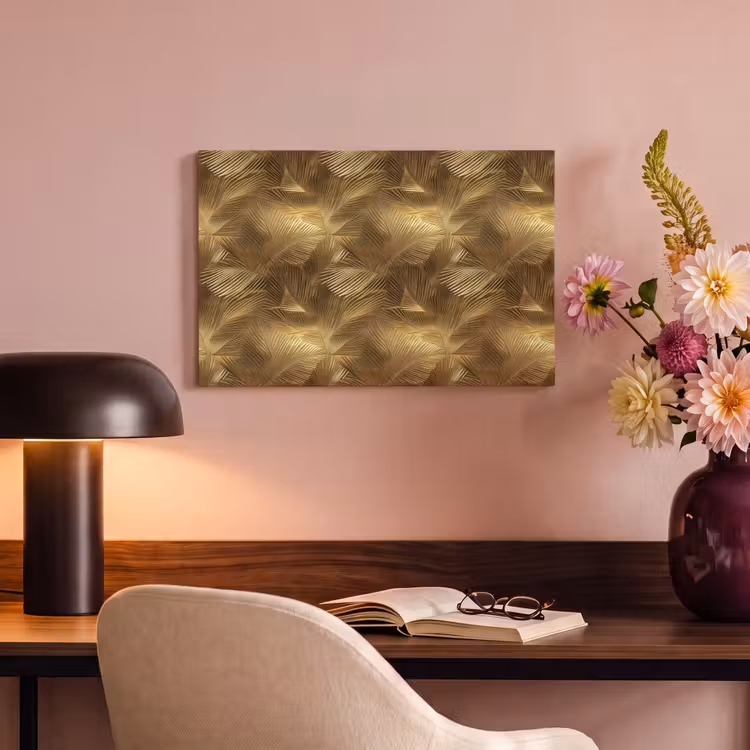 Canvas schilderij - Palm - Waaier - Goud — 4