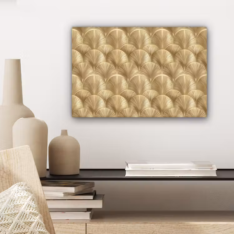 Canvas schilderij - Patroon - Waaier - Goud — 5