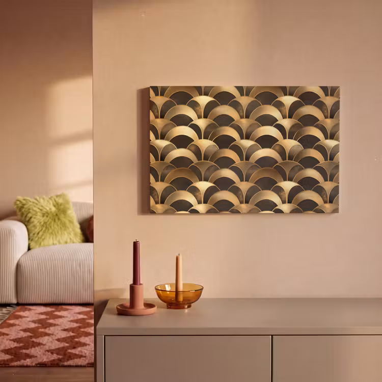 Canvas schilderij - Schubben - Structuur - Goud — 2