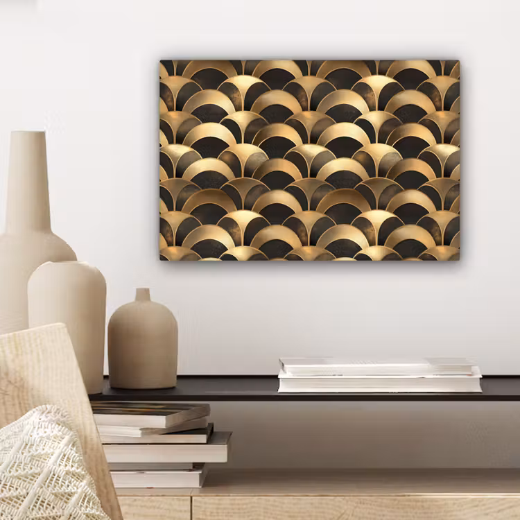 Canvas schilderij - Schubben - Structuur - Goud — 5