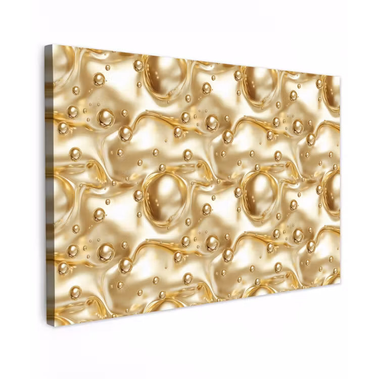 Canvas schilderij - Vloeibaar - Druppels - Goud — 1