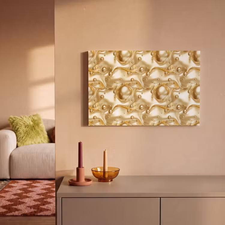 Canvas schilderij - Vloeibaar - Druppels - Goud — 2