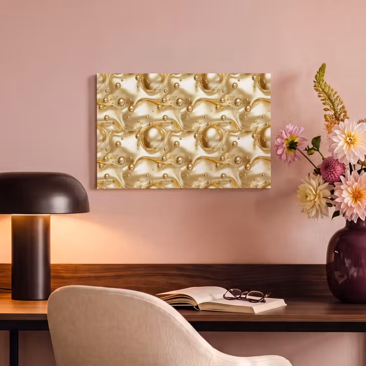 Canvas schilderij - Vloeibaar - Druppels - Goud — 4