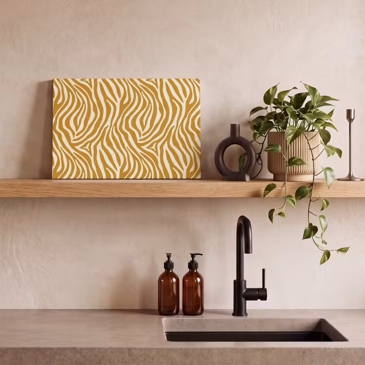 Canvas schilderij - Zebra - Klassiek - Oker - Geel — 3