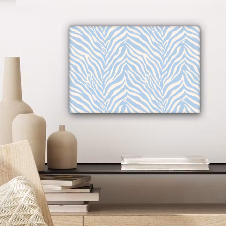 Canvas schilderij - Zebra - Motief - Blauw - Wit — 5