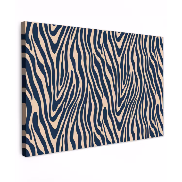Canvas schilderij - Zebra - Patroon - Blauw - Beige — 1