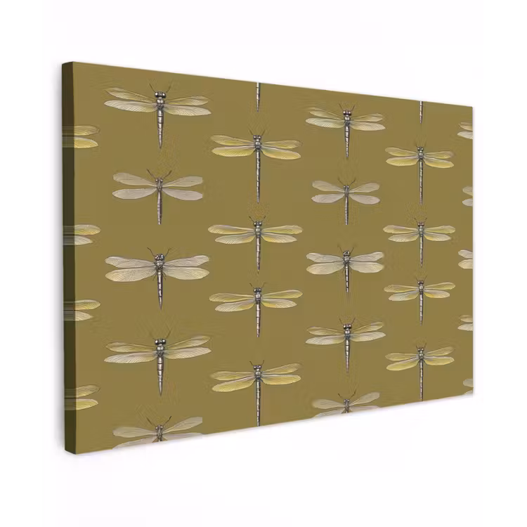 Canvas schilderij - Libellen - Patroon - Groen — 1