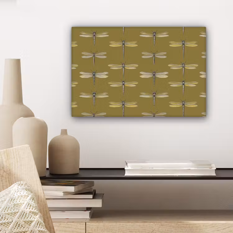 Canvas schilderij - Libellen - Patroon - Groen — 5