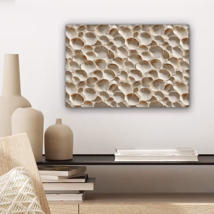 Canvas schilderij - Schelpen - Waaiervorm - Wit — 5