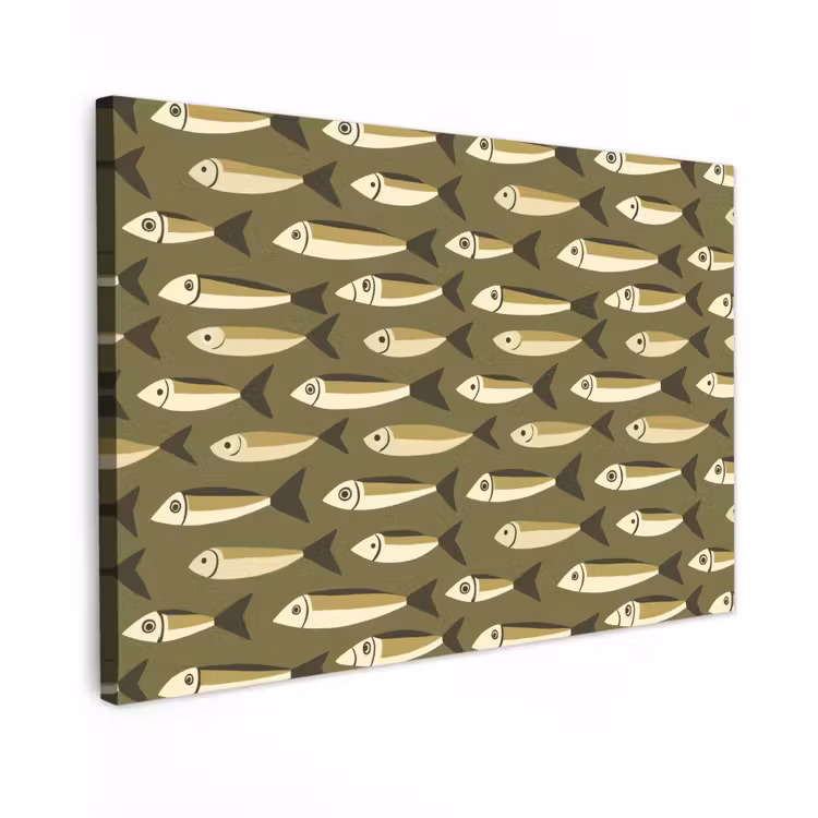 Canvas schilderij - Vis - Patroon - Groen — 1