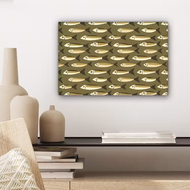 Canvas schilderij - Vis - Patroon - Groen — 5