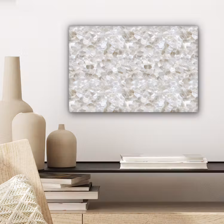Canvas schilderij - Wit - Penseelstreken - Reliëfeffect — 5