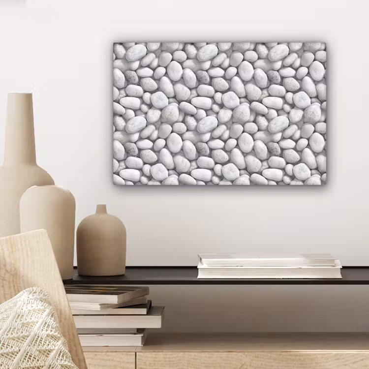 Canvas schilderij - Steentjes - Grijs - Ovaal — 5