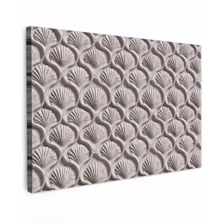 Canvas schilderij - Zand - Schelpenvorm - Grijs — 1