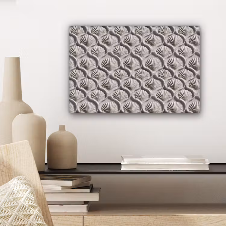 Canvas schilderij - Zand - Schelpenvorm - Grijs — 5