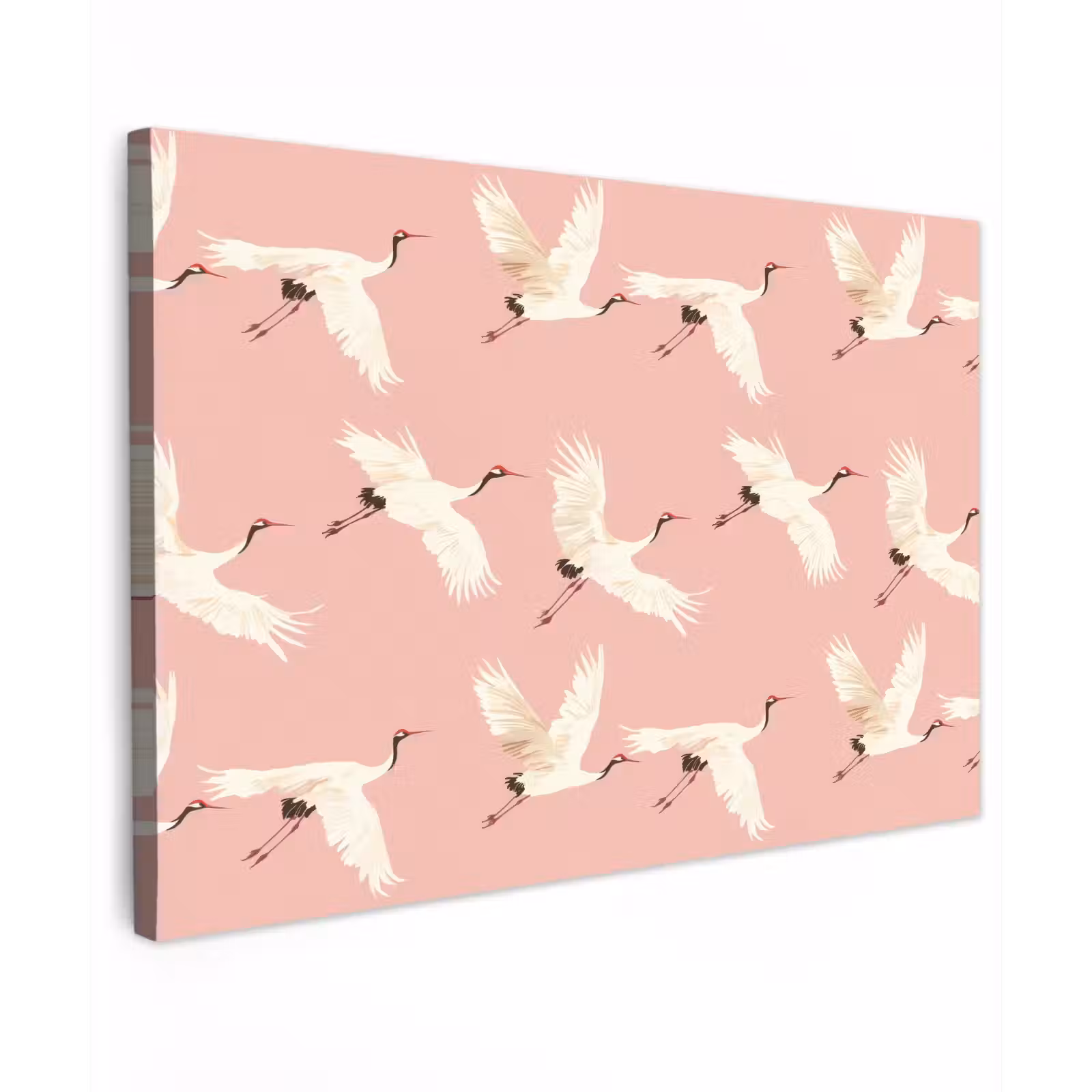 Canvas schilderij - Modern - Kraanvogels - Roze — 1