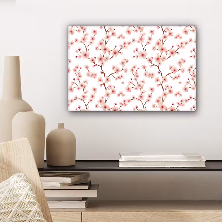 Canvas schilderij - Kersenbloesem - Takken - Roze — 5