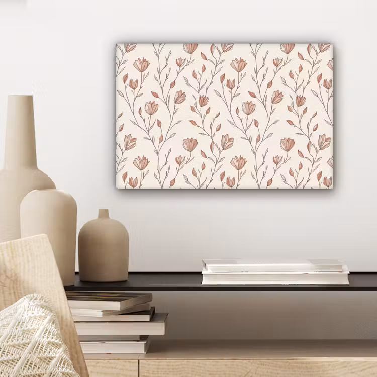 Canvas schilderij - Patroon - Klassiek - Roze — 5