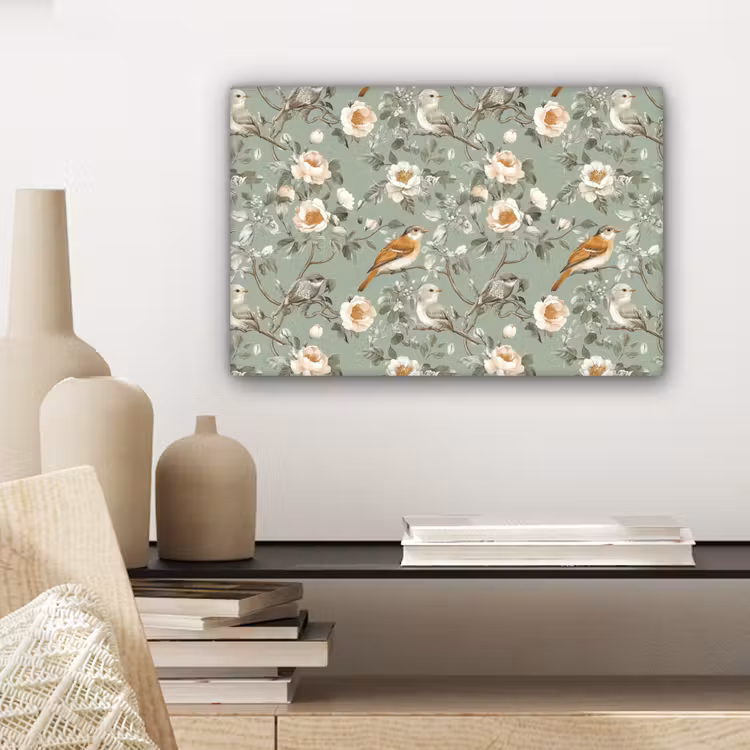 Canvas schilderij - Roze - Vogels - Kleurrijk — 5