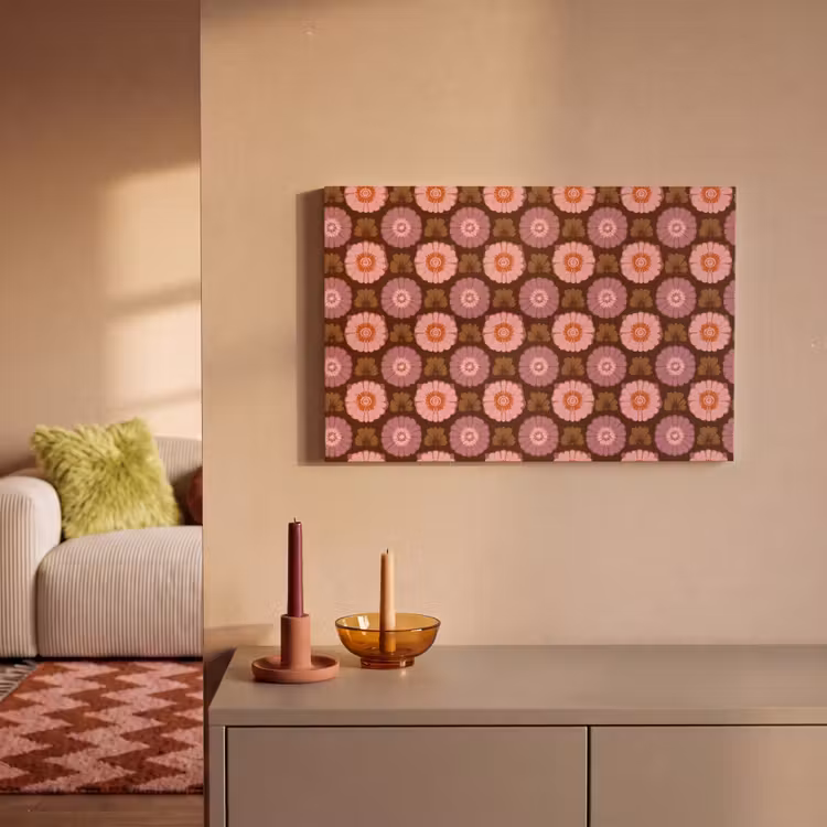 Canvas schilderij - Retro - Madelief - Roze — 2