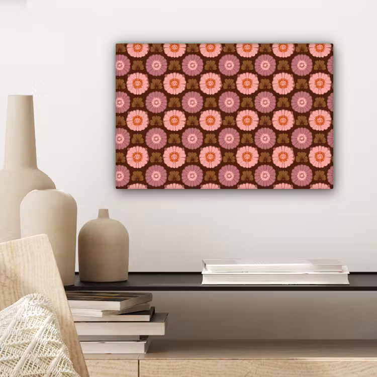 Canvas schilderij - Retro - Madelief - Roze — 5