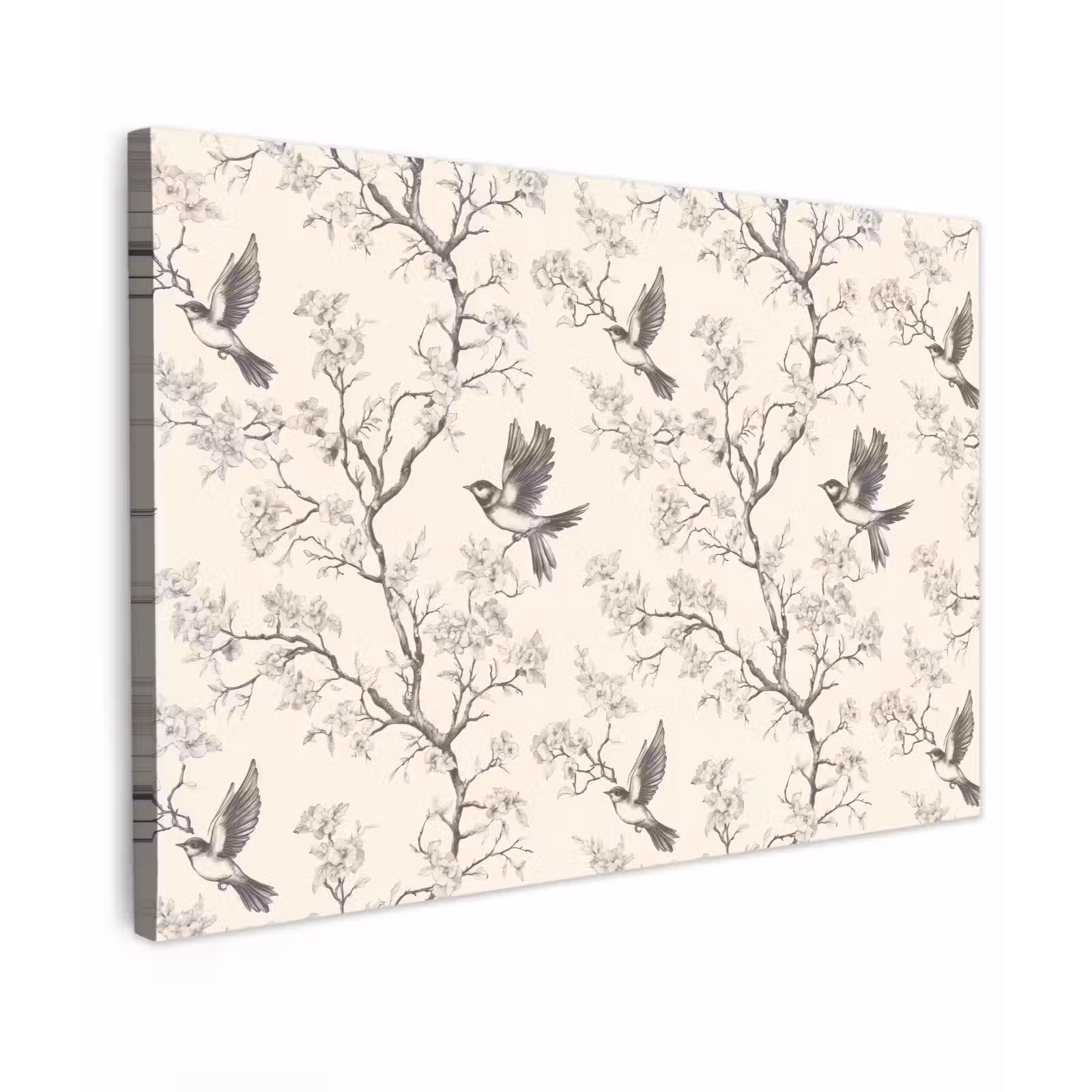 Canvas schilderij - Takken - Vogels - Beige — 1