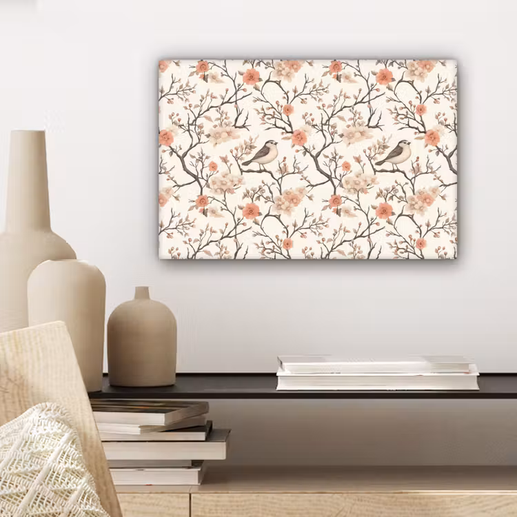 Canvas schilderij - Kersenbloesem - Mus - Roze — 5