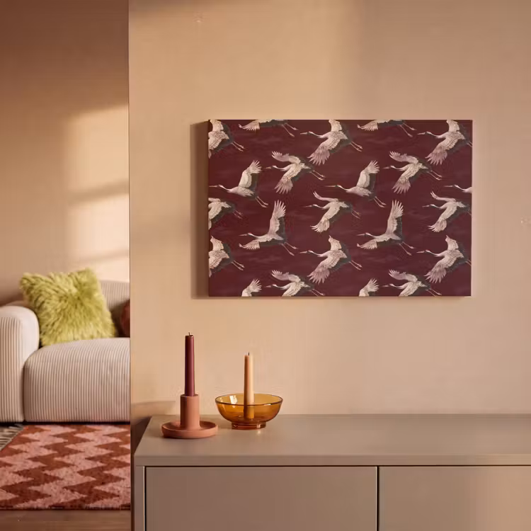 Canvas schilderij - Kraanvogels - Klassiek - Bordeaux — 2