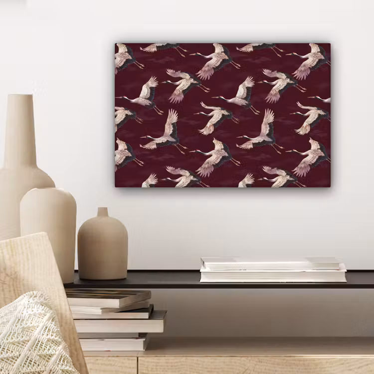 Canvas schilderij - Kraanvogels - Klassiek - Bordeaux — 5