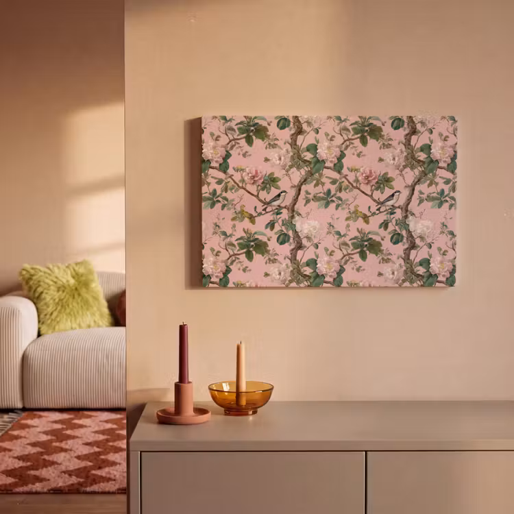 Canvas schilderij - Pioenrozen - Botanisch - Vogel — 2