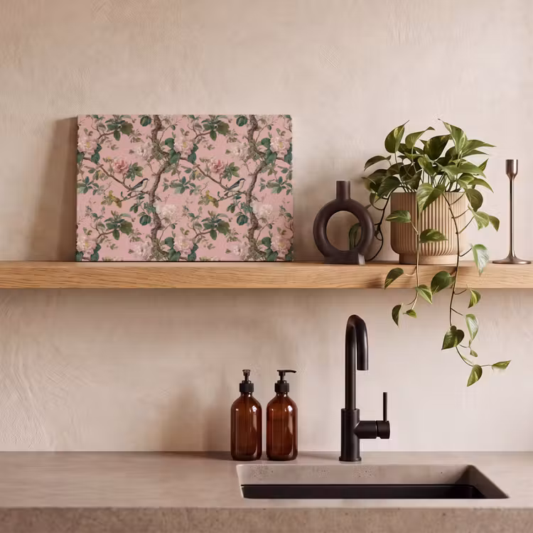 Canvas schilderij - Pioenrozen - Botanisch - Vogel — 3
