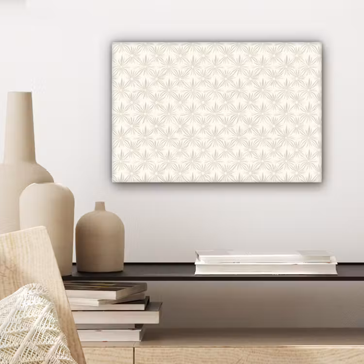 Canvas schilderij - Patroon - Bloemen - Beige — 5
