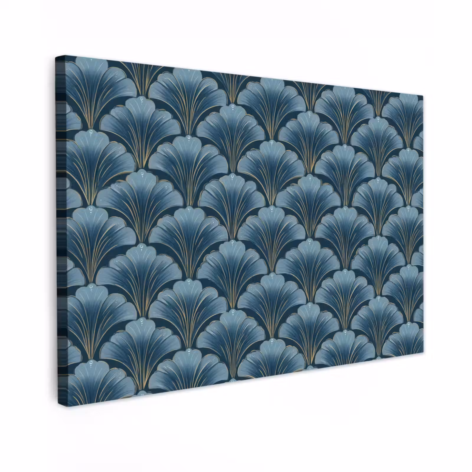 Canvas schilderij - Patroon - Ginkgoblad - Blauw — 1