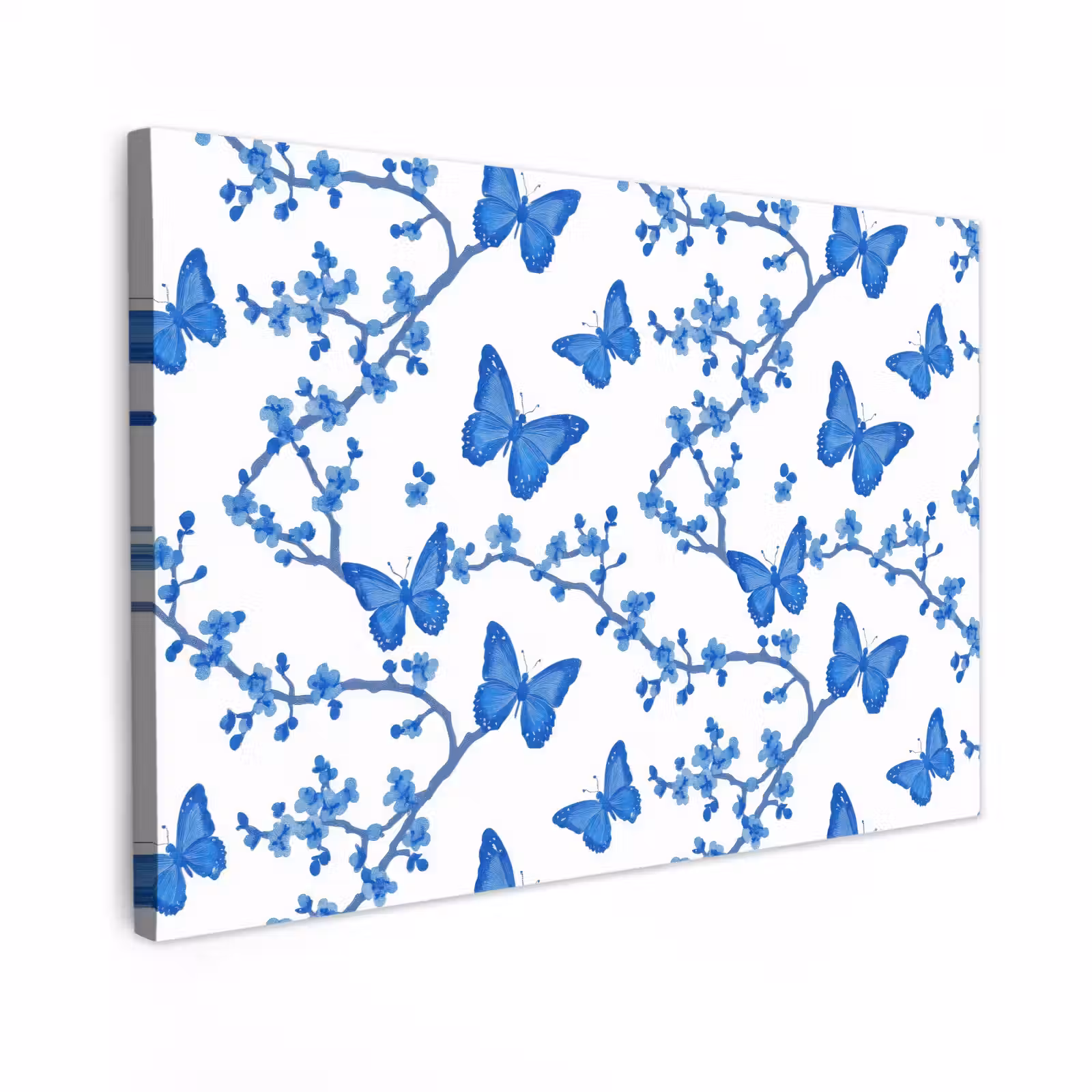 Canvas schilderij - Vlinder - Bloemen - Blauw — 1